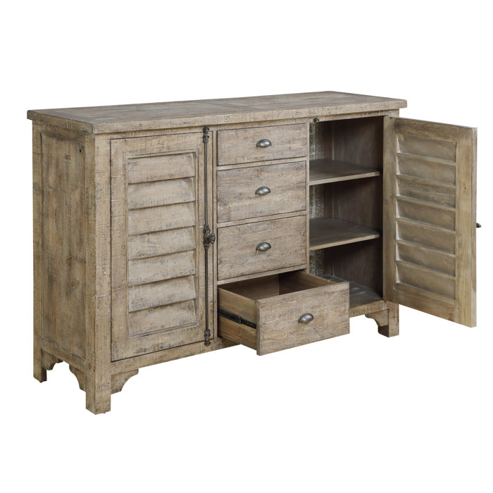 Three Posts™ Clintwood 68" Wide 4 Drawer Pine Wood Sideboard & Reviews